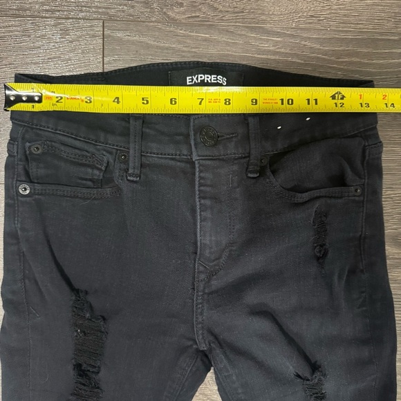 Express Black Distressed Legging High Rise Stretch Denim Size 2R - Picture 11 of 12